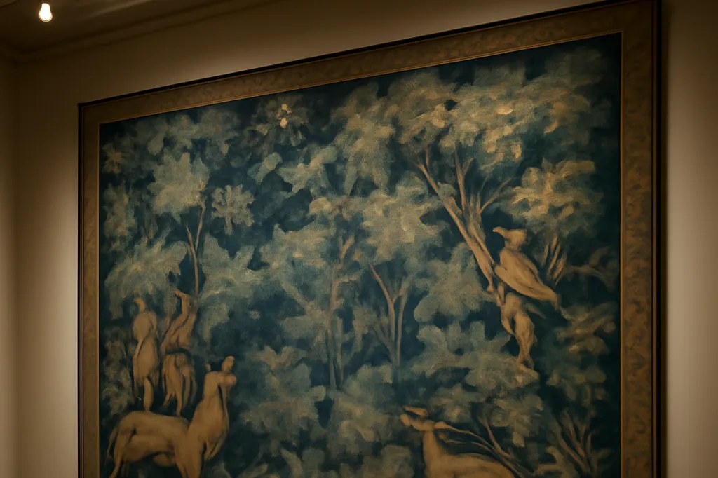 Lissier sélectionnant des écheveaux de laine teintés artisanalement pour le tissage d'une tapisserie