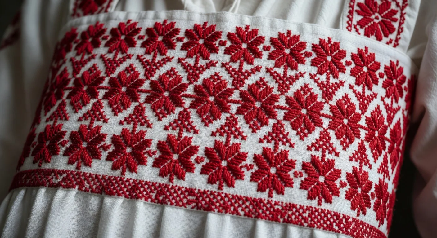 Broderie regionale francaise aux motifs floraux traditionnels