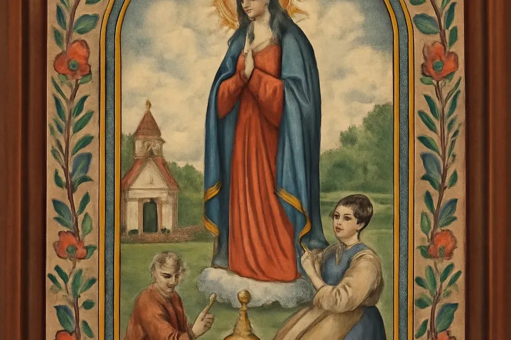 Image pieuse et ex-voto représentant un saint protecteur populaire avec ses attributs traditionnels