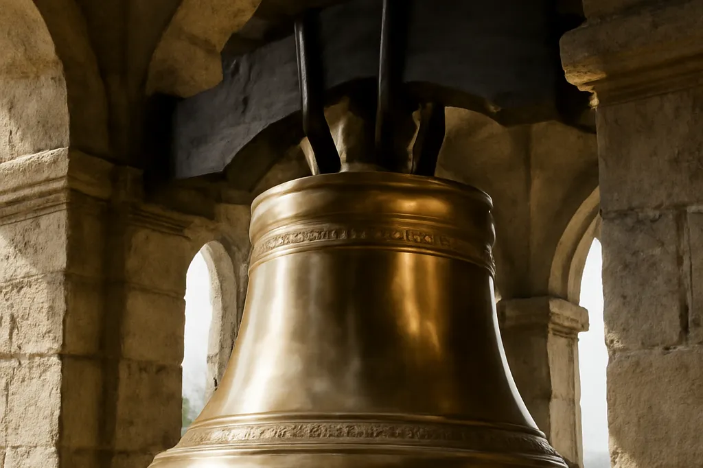 Coulée du bronze en fusion dans le moule d'une cloche, gerbes d'étincelles dans l'atelier de fonderie