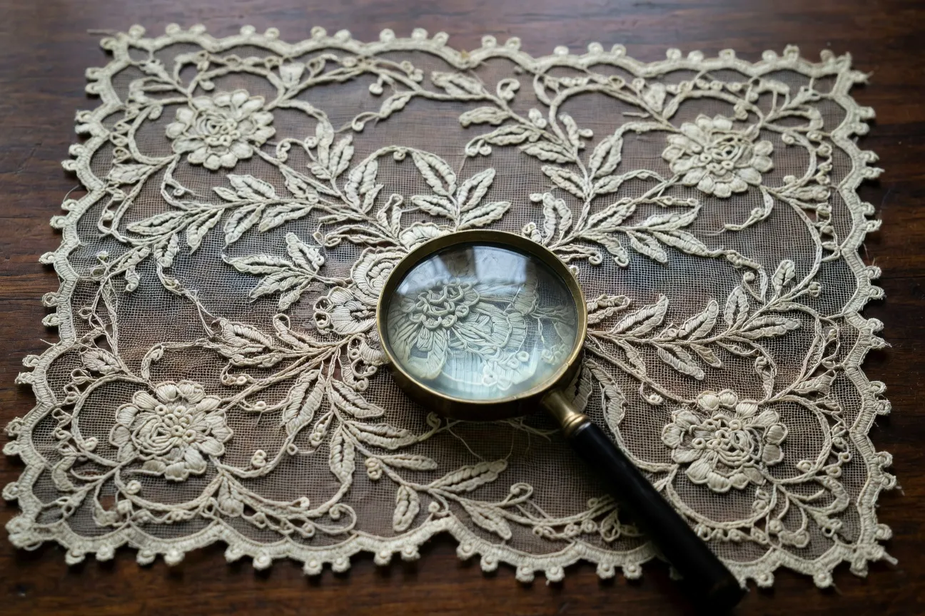 Marquoir ancien brodé au point de croix avec alphabet et motifs floraux