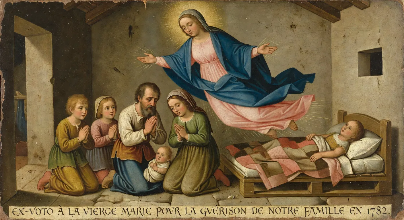 Maquette de voilier ex-voto suspendue dans une chapelle de bord de mer en Bretagne