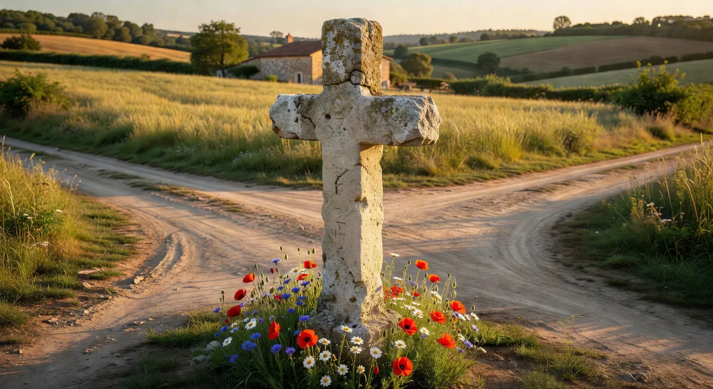 Croix de chemin en pierre sculptée