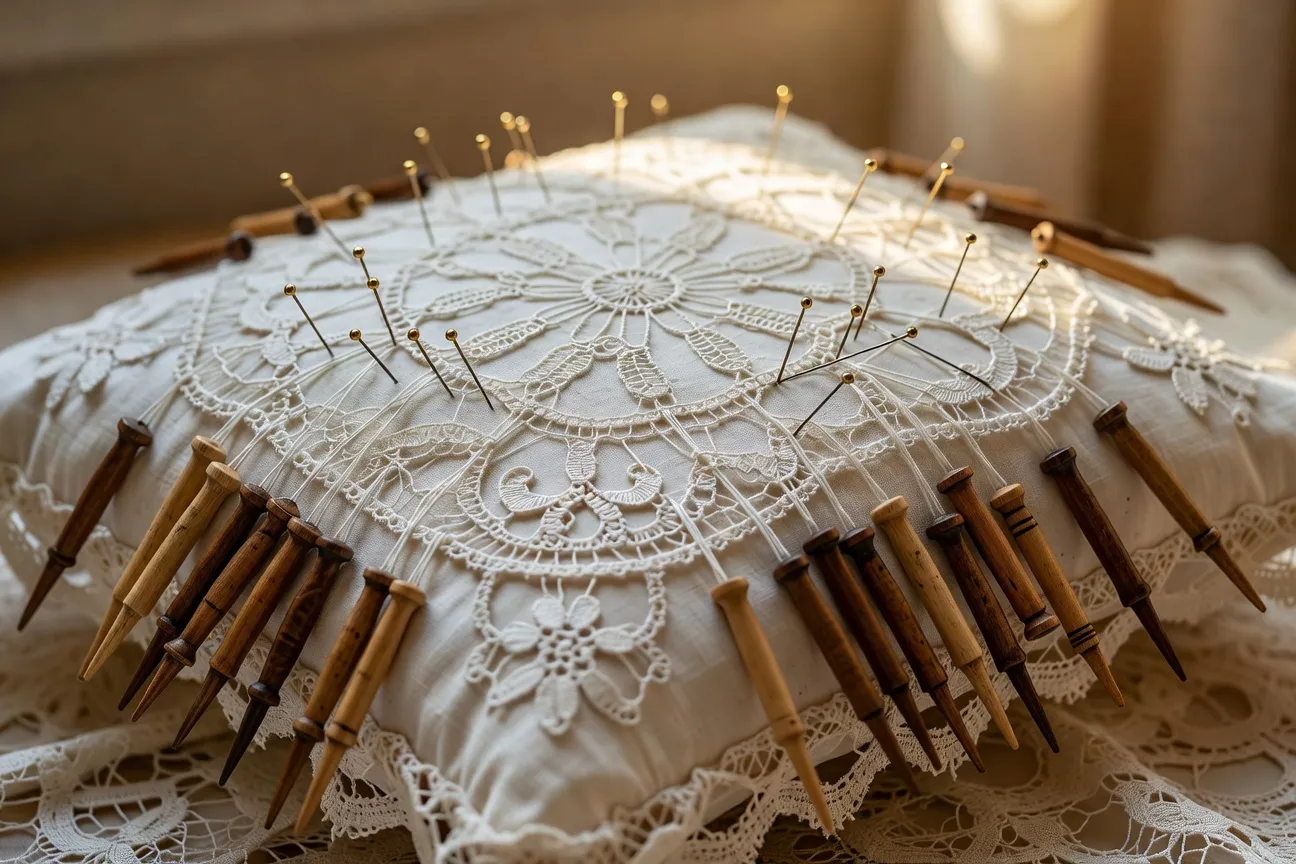 Dentelle ancienne sur métier