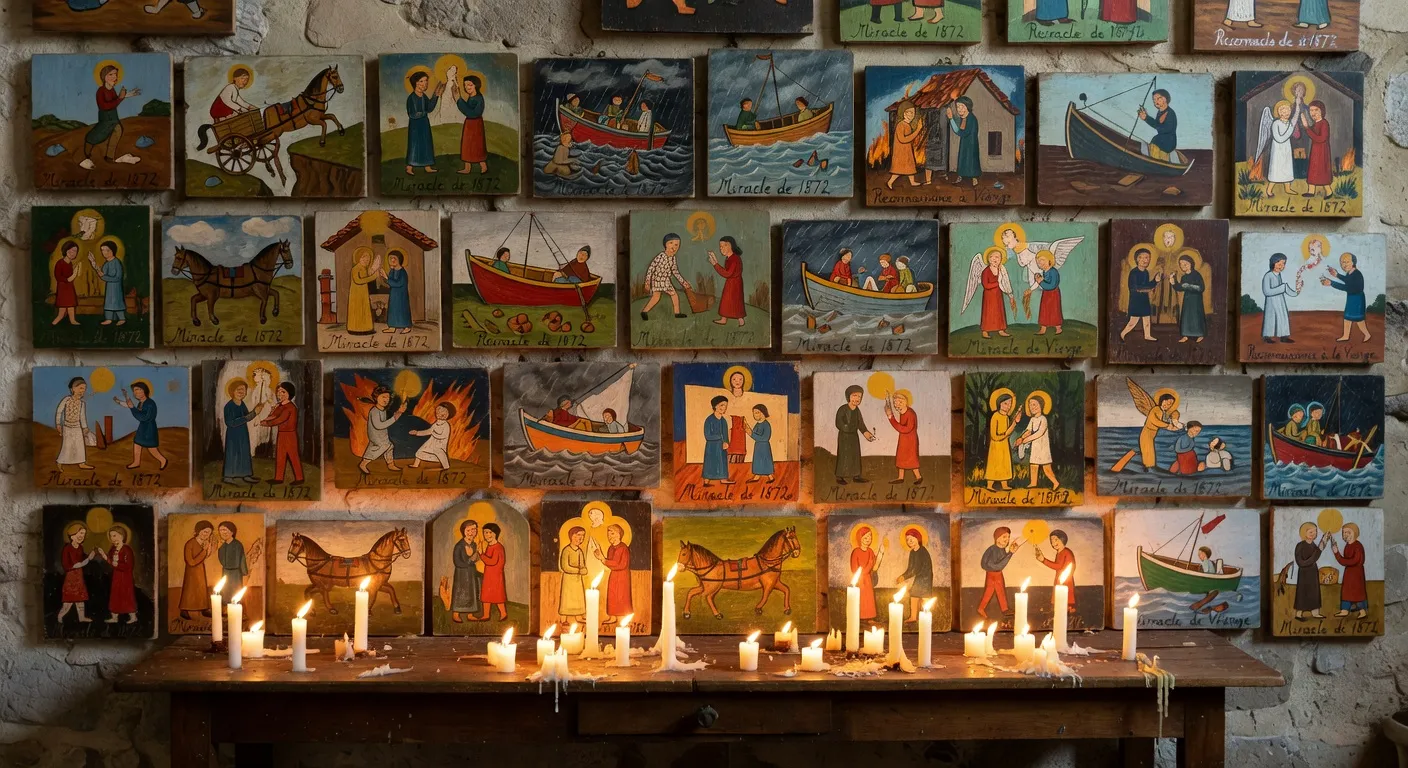 Ex-voto peints dans une chapelle