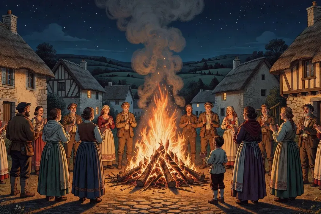 Feu de la Saint-Jean traditionnel nocturne